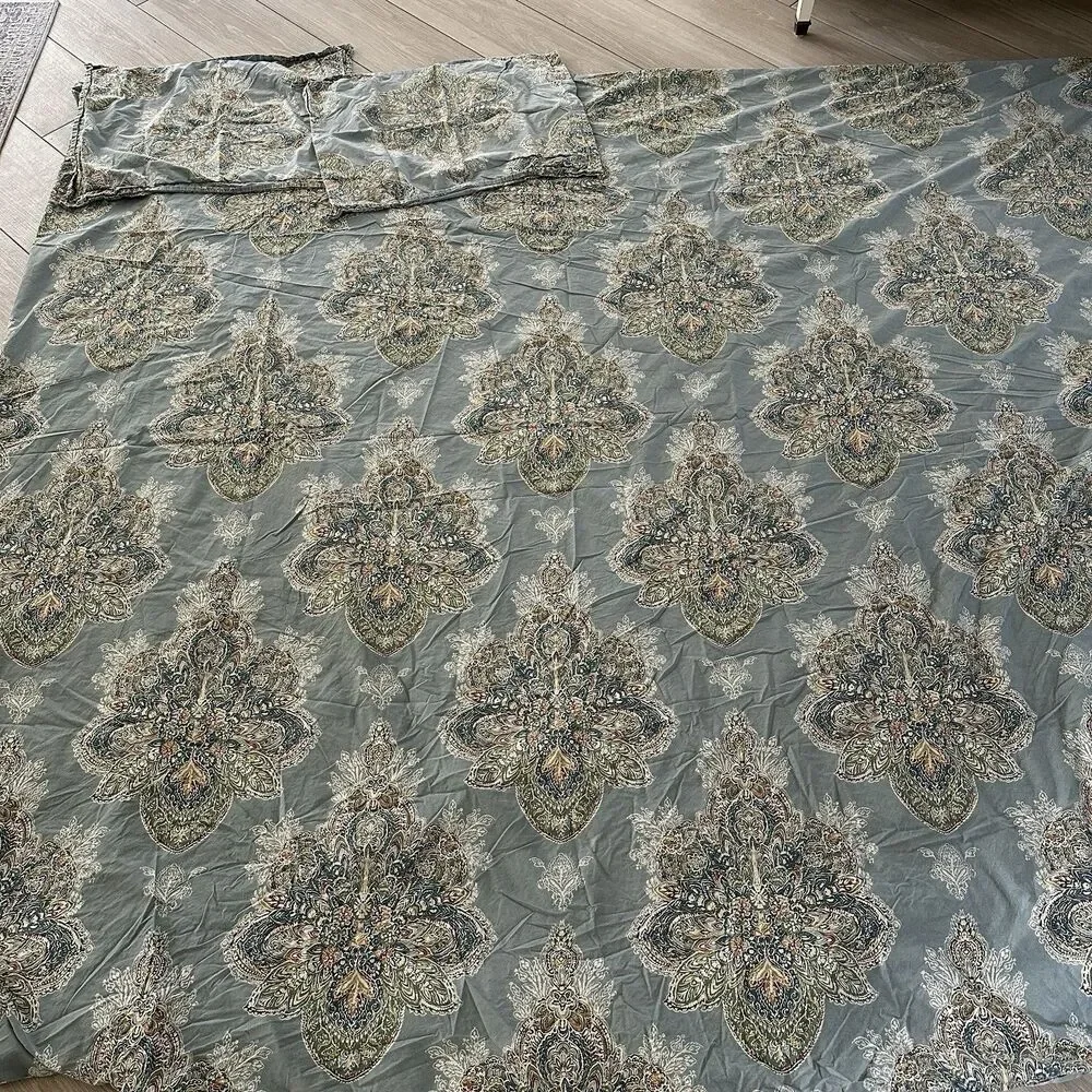 Pottery Barn Serrano Medallion (Blue) King Duvet Set w/ 2 Standard shams SUMMER